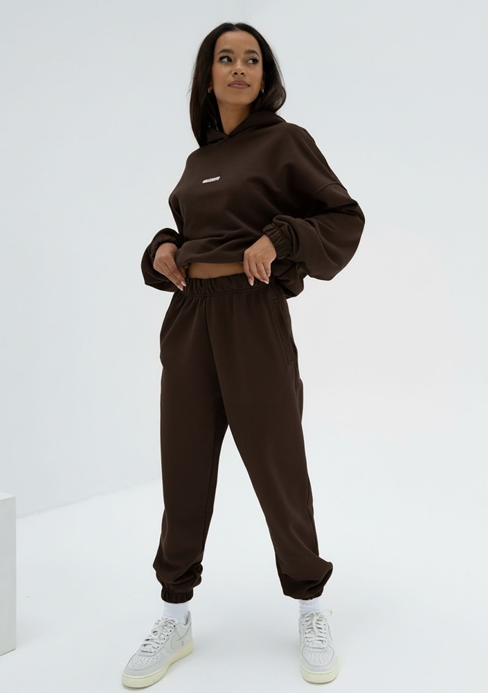 Icon - Bluza z kapturem i ściągaczem Dark Chocolate