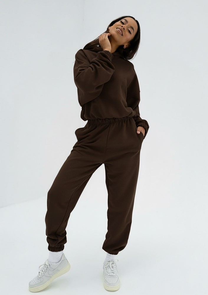 Icon - Bluza z kapturem i ściągaczem Dark Chocolate