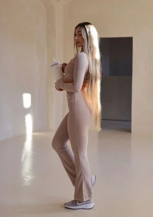 Chance - Beige pinstriped leggings