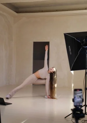 Chance - Legginsy prążkowane Beige