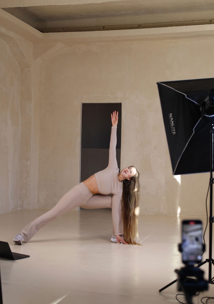 Chance - Legginsy prążkowane Beige