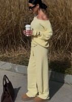 Misti - Yellow waffle weaved pants