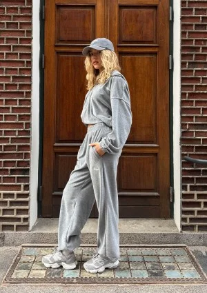 Lush - Melange grey velvet sweatpants