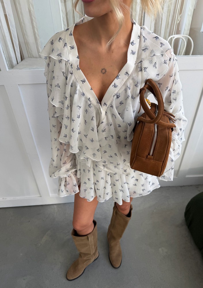 Bliss - Romantyczna spódniczka z falbankami Blue Flowers