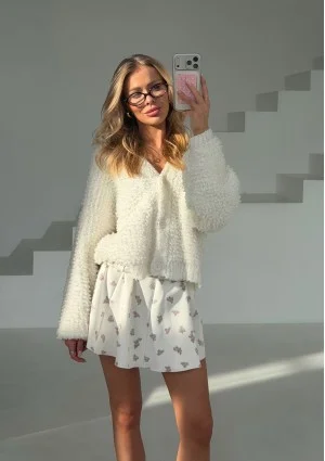 Olly - Powder flowers printed mini skirt