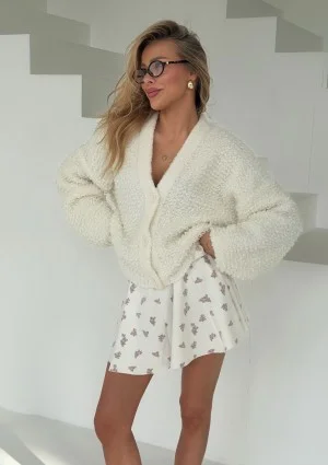 Lumie - Puchaty kardigan z bukli Ecru