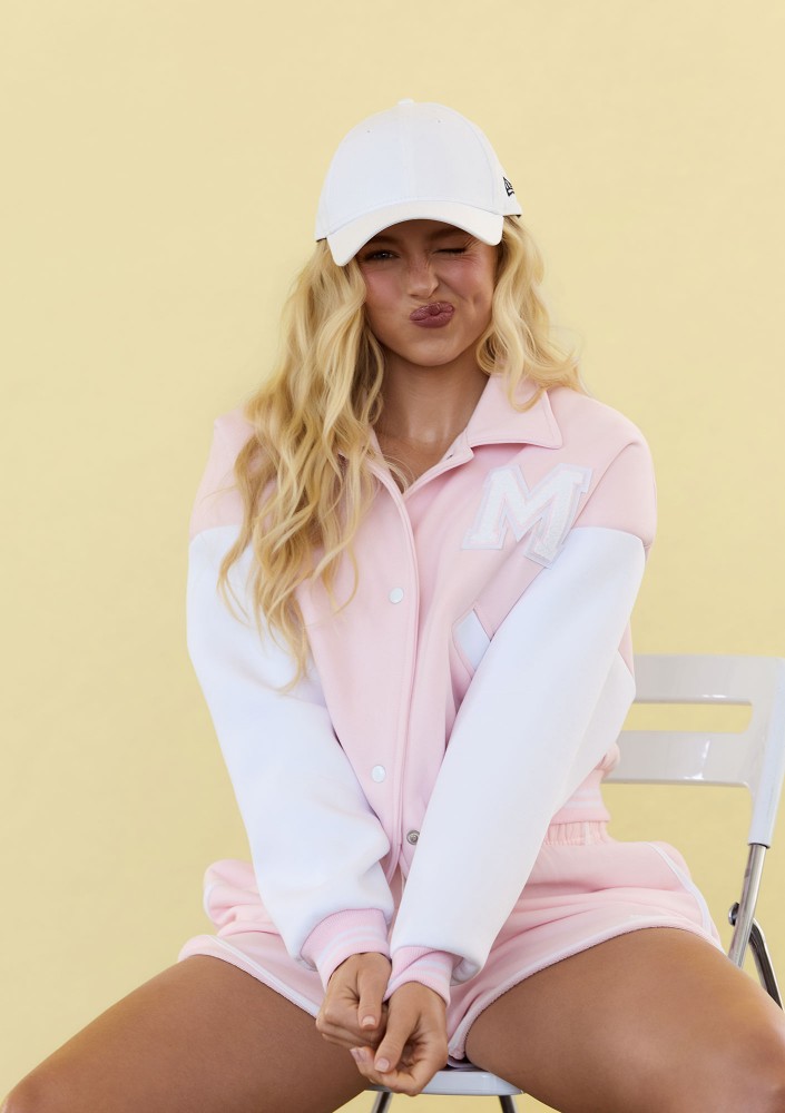 Preppy - Pastel pink baseball jacket