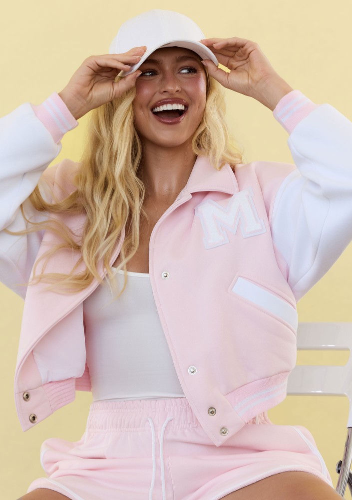 Preppy - Pastel pink baseball jacket