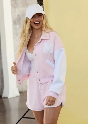 Preppy - Pastel pink baseball jacket