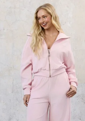 Cano - Bluza frotte na zamek Pastel Pink