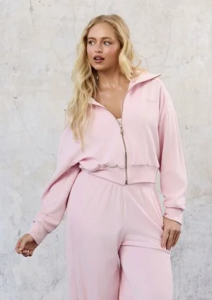 Cano - Bluza frotte na zamek Pastel Pink