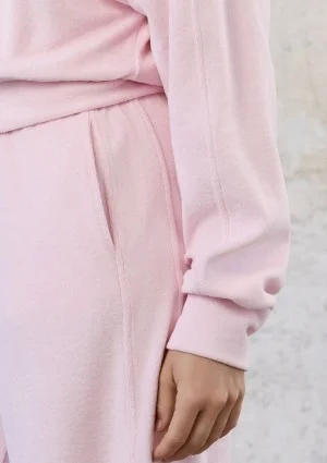 Cano - Short pastel pink zipped frotte sweatshirt