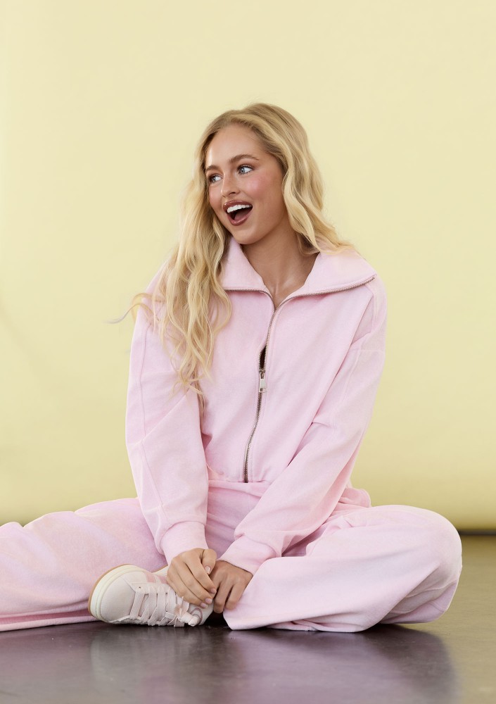 Cano - Bluza frotte na zamek Pastel Pink