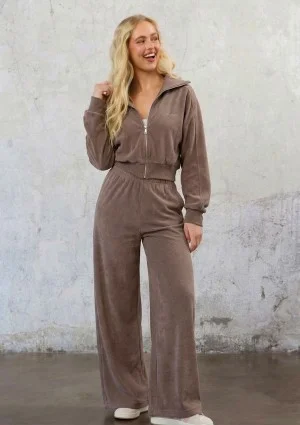 Cano - Bluza frotte na zamek Savannah Tan