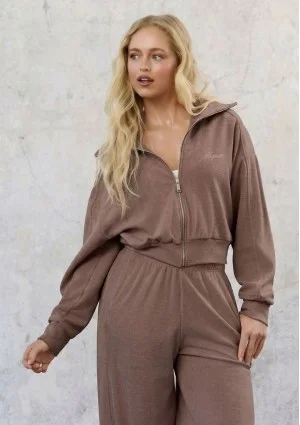 Cano - Bluza frotte na zamek Savannah Tan