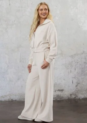 Cano - Spodnie frotte wide leg Coconut