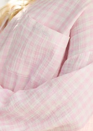 Palma - Pastel pink Vichy checkered oversized shirt