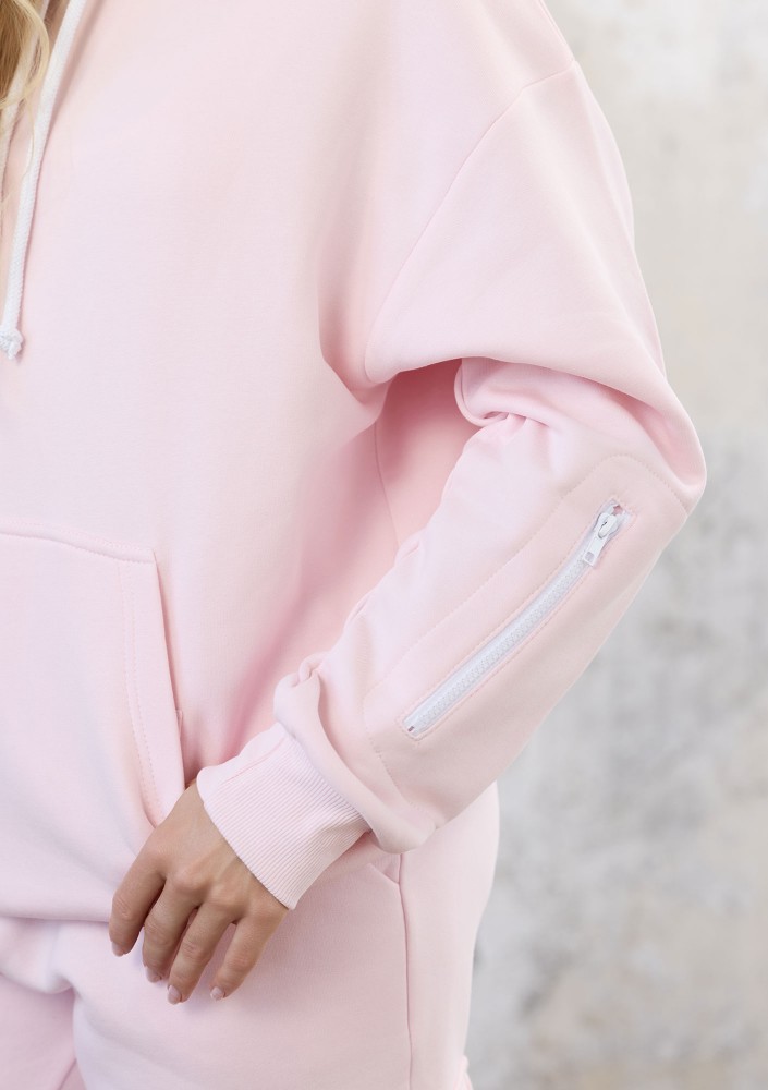 Travel - Pastel pink sleep mode kangaroo sweatshirt