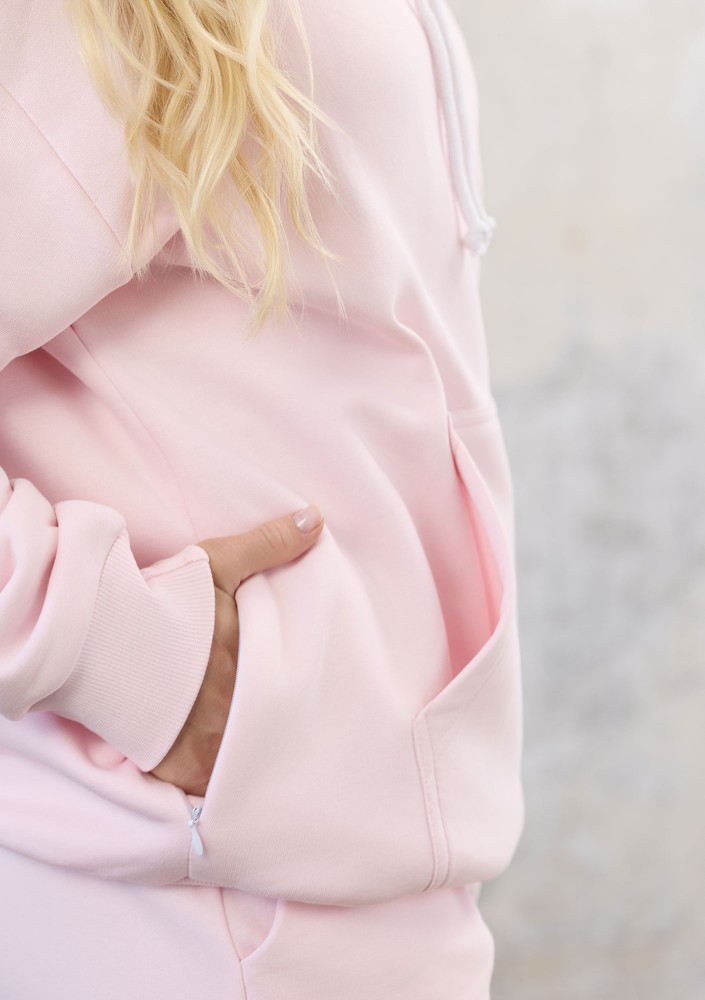 Travel - Pastel pink sleep mode kangaroo sweatshirt
