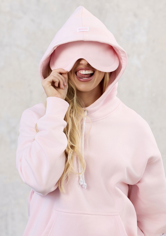 Travel - Pastel pink sleep mode kangaroo sweatshirt