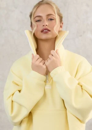 Yale Zip - Yellow oversized jumper with a pocket