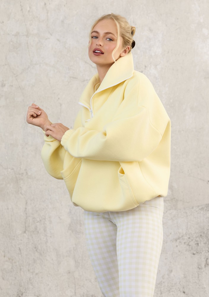 Yale Zip - Yellow oversized jumper with a pocket