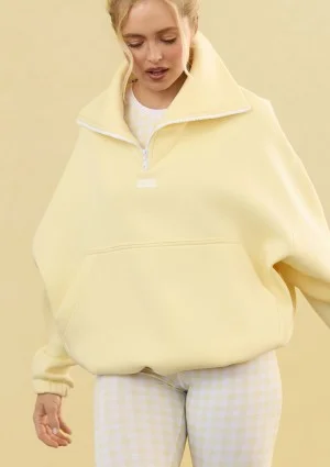 Yale Zip - Bluza kangurka oversize z wysokim kołnierzem Żółta