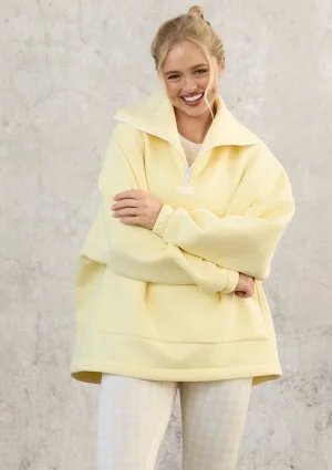 Yale Zip - Yellow oversized jumper with a pocket