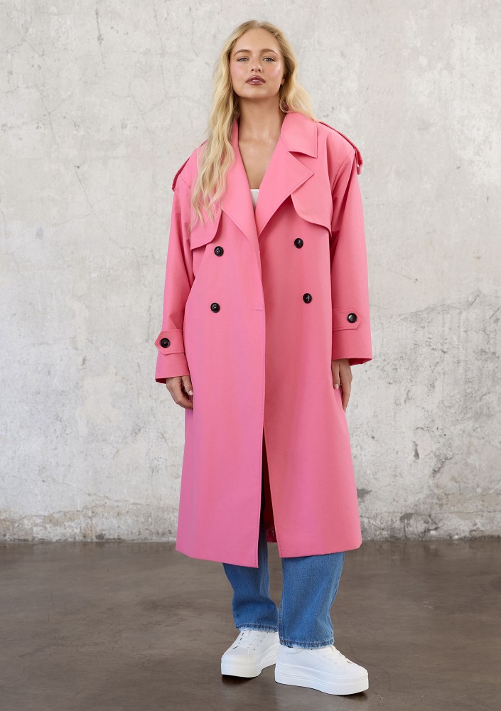 Arlo - Pink oversized cotton trench