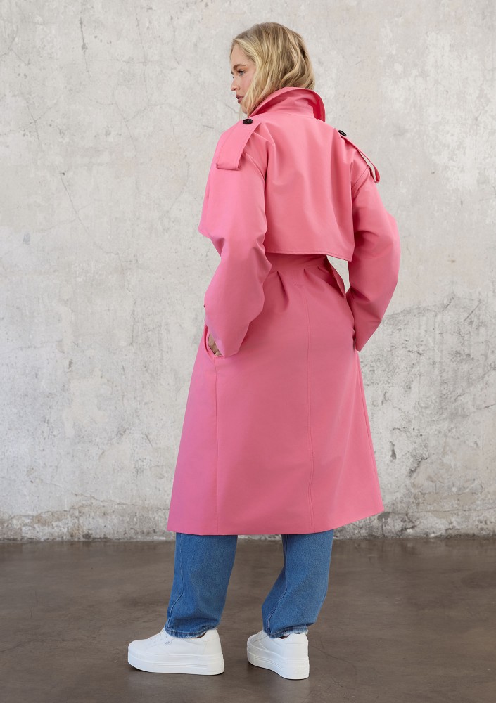 Arlo - Pink oversized cotton trench