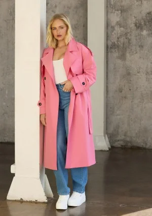 Arlo - Pink oversized cotton trench
