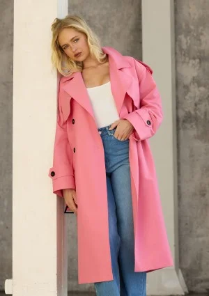 Arlo - Pink oversized cotton trench