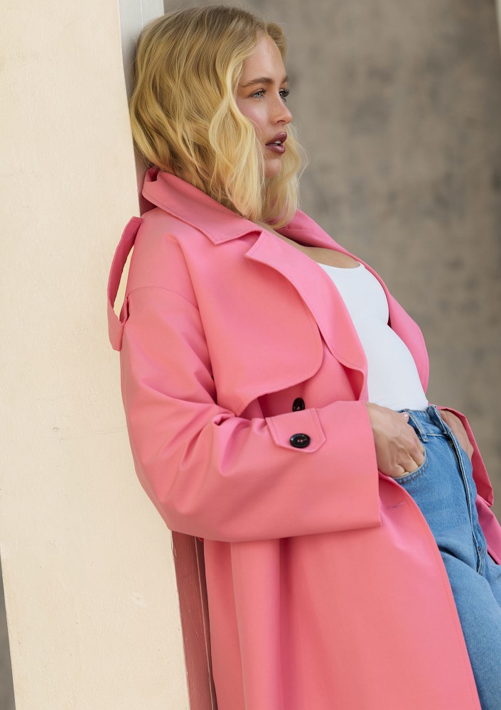 Arlo - Pink oversized cotton trench