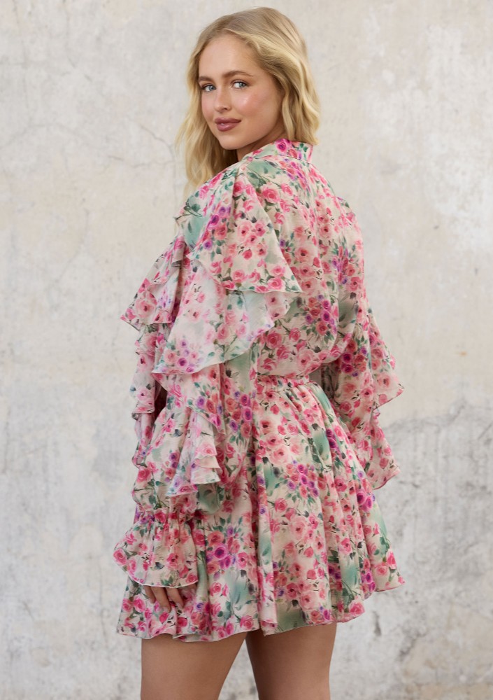 Camelia - Romantic frilled shirt Rose Garden
