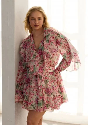 Camelia - Romantic frilled shirt Rose Garden