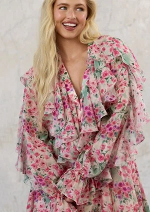 Camelia - Romantic frilled shirt Rose Garden