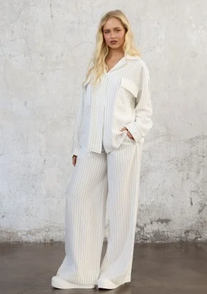 Sole - Ecru striped rayon shirt