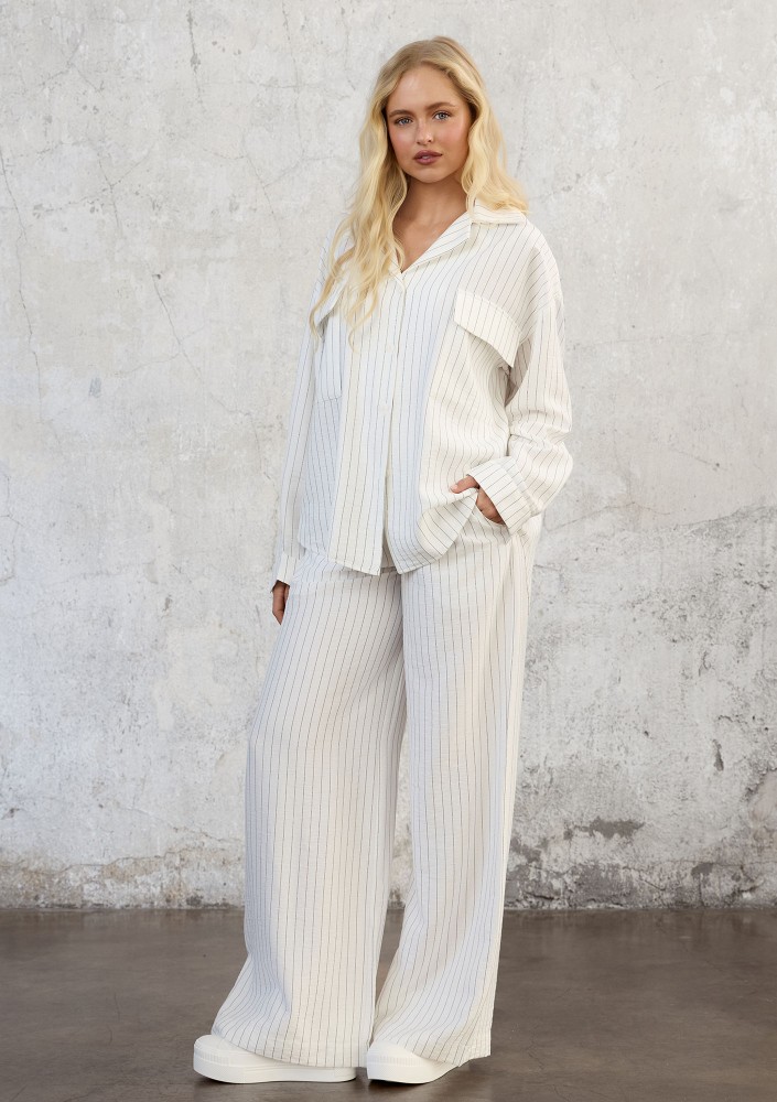 Sole - Ecru striped rayon shirt