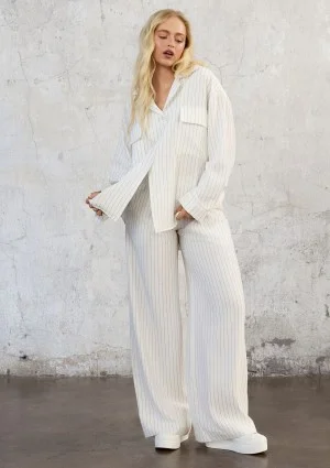 Sole - Koszula z rayonu w prążek Ecru