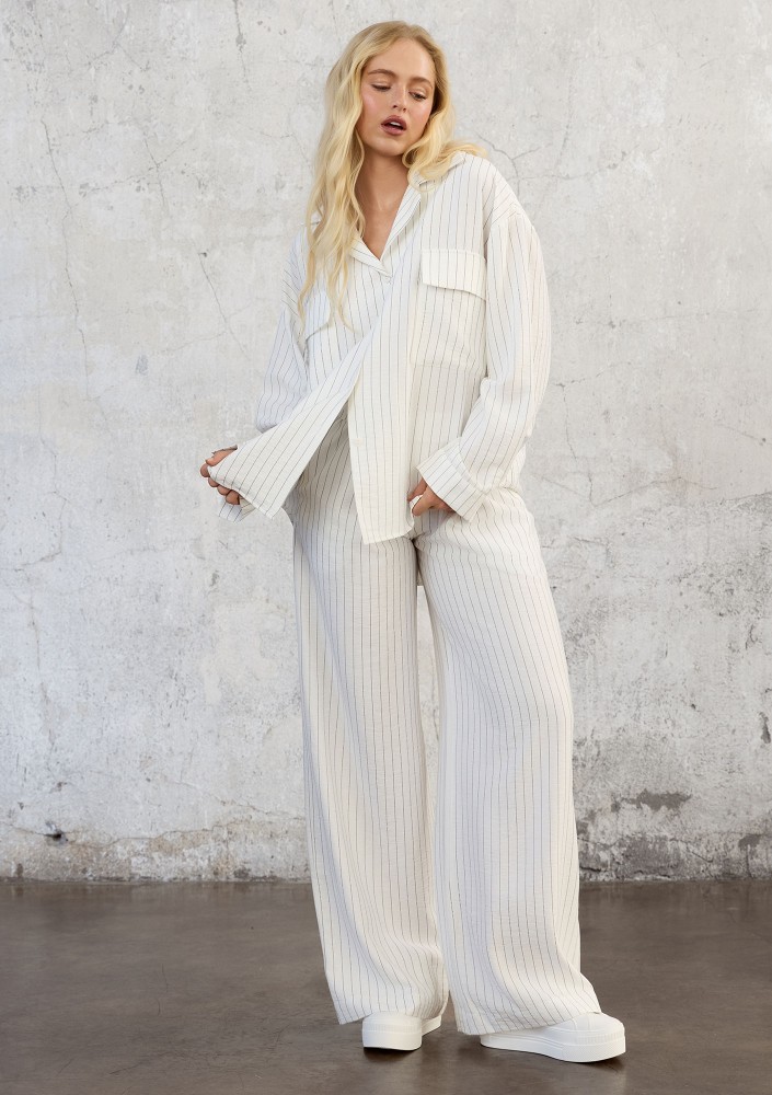 Sole - Ecru striped rayon shirt