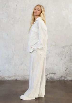 Sole - Ecru striped rayon shirt