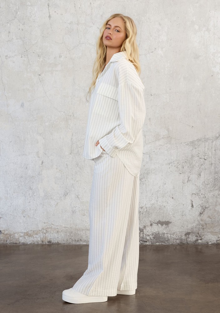 Sole - Ecru striped rayon shirt