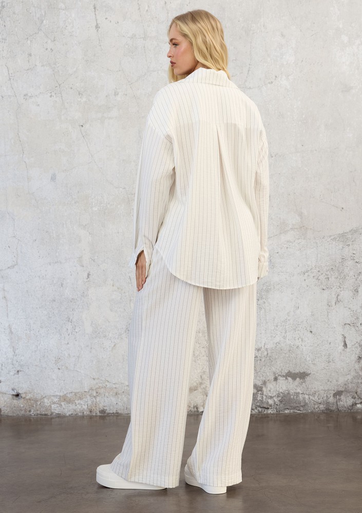 Sole - Ecru striped rayon shirt