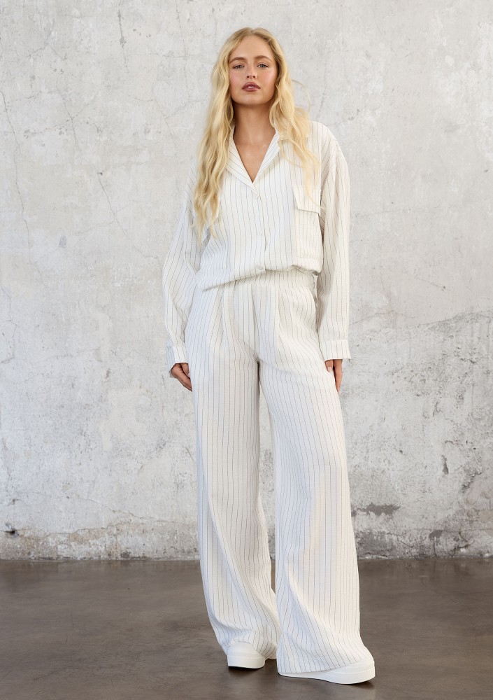 Sole - Ecru striped rayon shirt