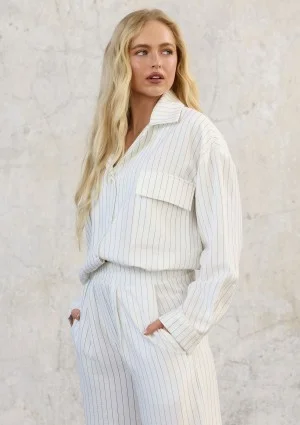 Sole - Ecru striped rayon shirt