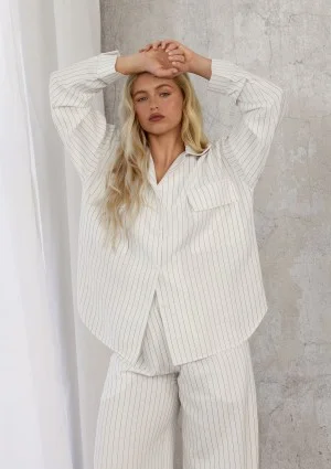 Sole - Ecru striped rayon shirt