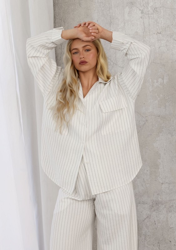 Sole - Ecru striped rayon shirt