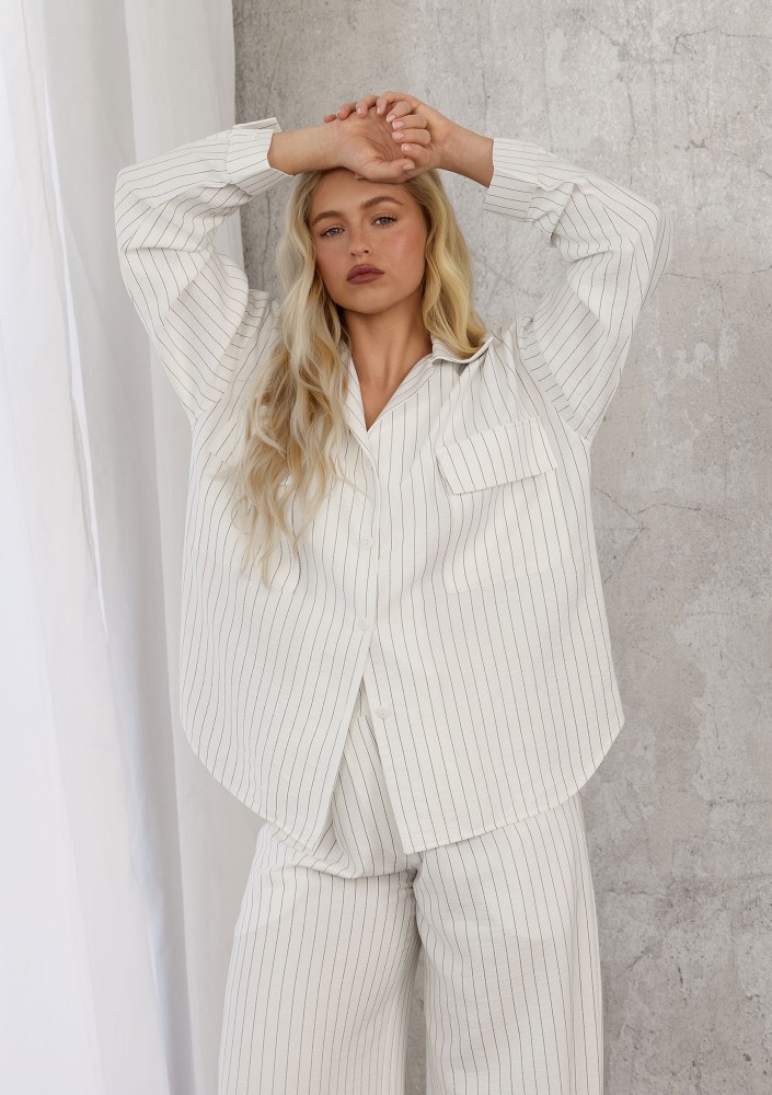 Sole - Ecru striped rayon shirt