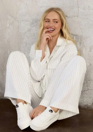 Sole - Ecru striped rayon shirt