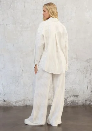 Sole - Ecru striped rayon trousers